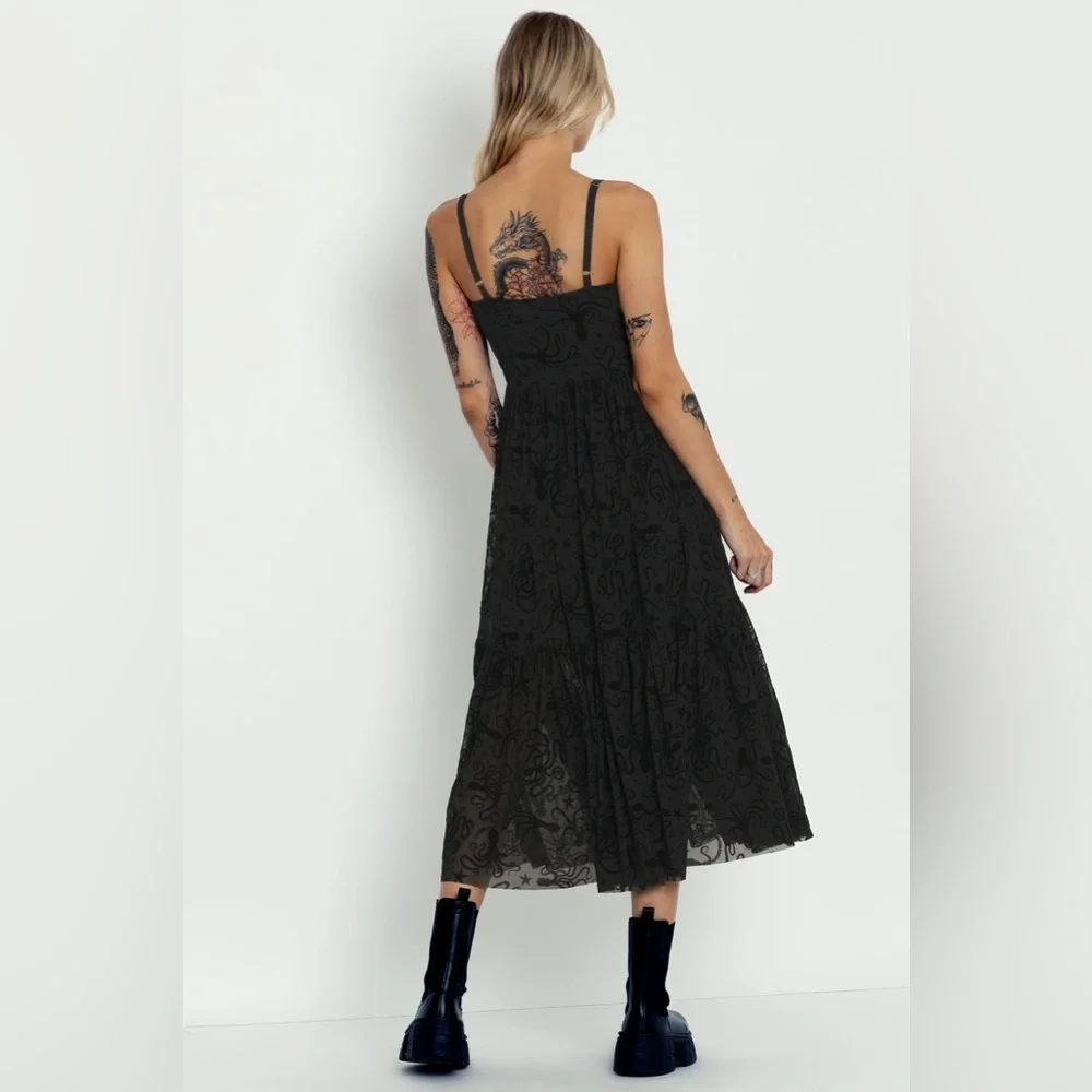 Blackmilk Flocktapus Sheer Midaxi Dress ~ LIMITED Black Size Large - Picture 5 of 16